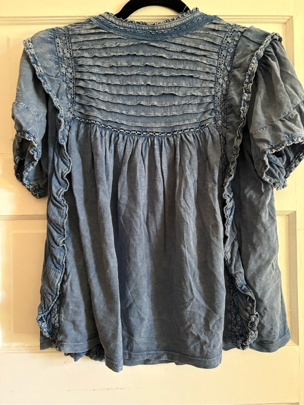Free People Indigo Blue Pintuck Peasant Tunic